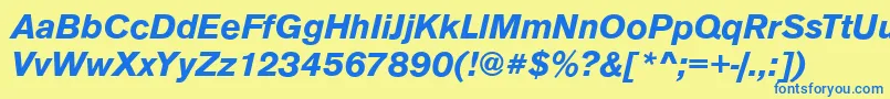 Fonte AnconaBolditalic – fontes azuis em um fundo amarelo