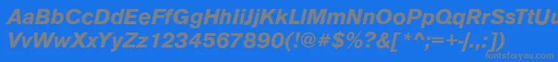 AnconaBolditalic-Schriftart – Graue Schriften auf blauem Hintergrund