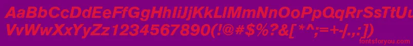 Fonte AnconaBolditalic – fontes vermelhas em um fundo violeta