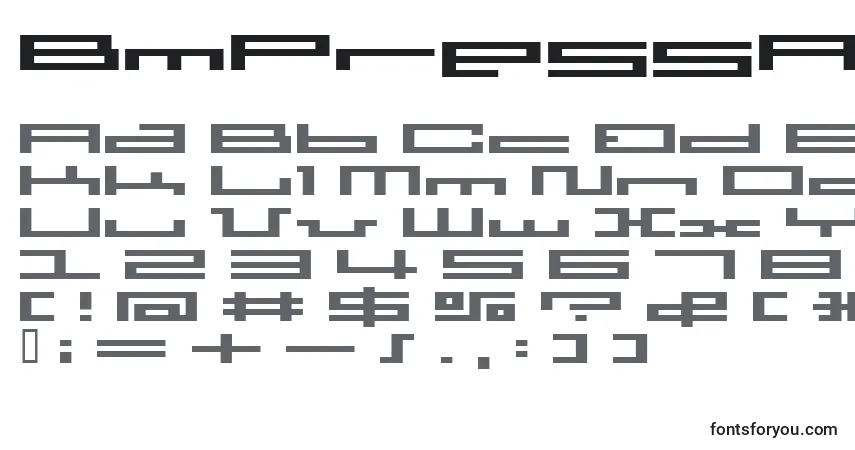 BmPressA7 Font – alphabet, numbers, special characters