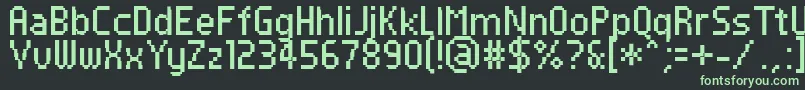 PfTempestaSevenCondensed Font – Green Fonts on Black Background