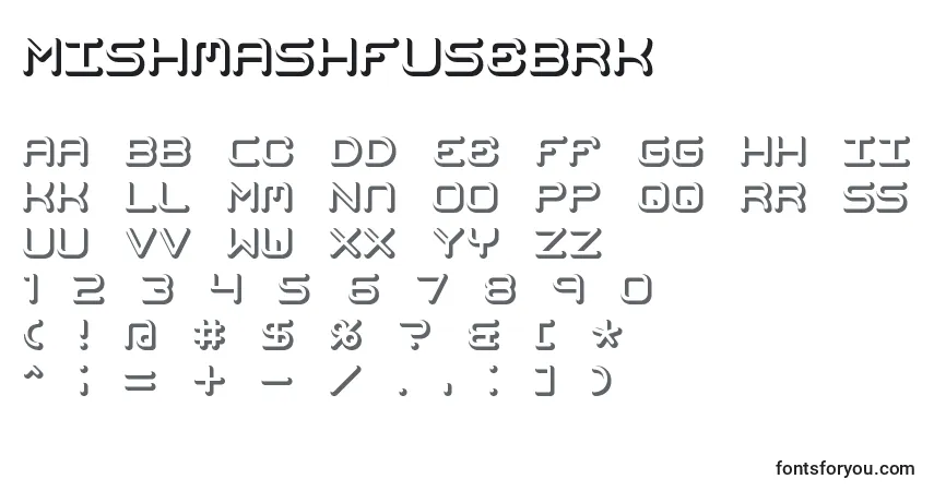 Schriftart MishmashFuseBrk – Alphabet, Zahlen, spezielle Symbole