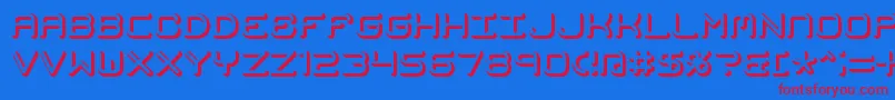 MishmashFuseBrk-Schriftart – Rote Schriften auf blauem Hintergrund