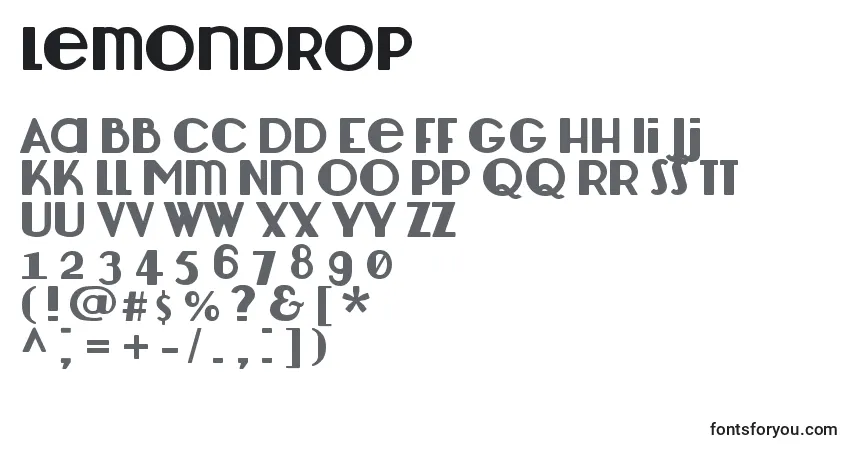 A fonte Lemondrop – alfabeto, números, caracteres especiais