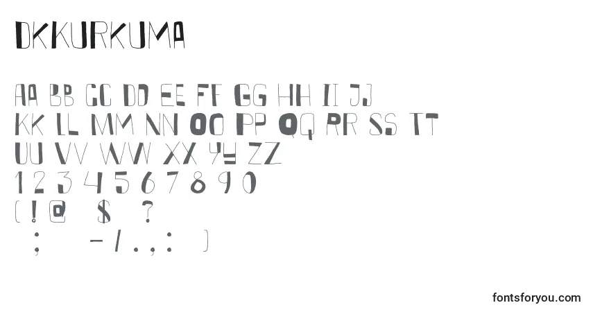 Schriftart DkKurkuma – Alphabet, Zahlen, spezielle Symbole