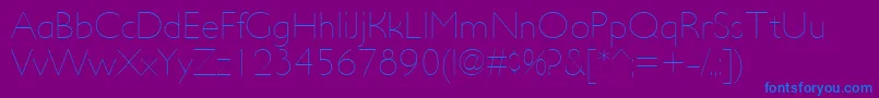 UltimapdacUltralight-Schriftart – Blaue Schriften auf violettem Hintergrund