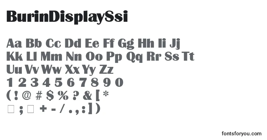 A fonte BurinDisplaySsi – alfabeto, números, caracteres especiais