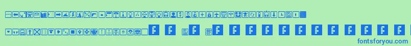 フォントSpaceGameIcons – 青い文字は緑の背景です。