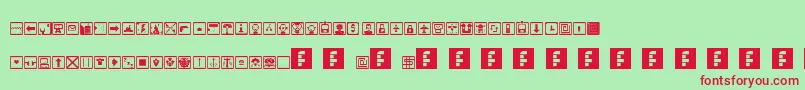 フォントSpaceGameIcons – 赤い文字の緑の背景