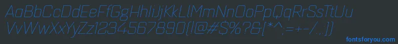 Quarcaextthinitalic Font – Blue Fonts on Black Background