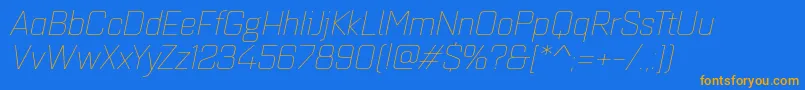 Quarcaextthinitalic Font – Orange Fonts on Blue Background