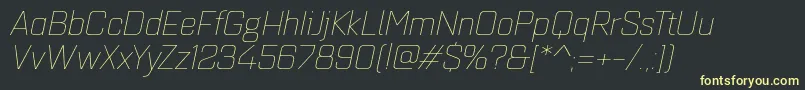 Fonte Quarcaextthinitalic – fontes amarelas em um fundo preto