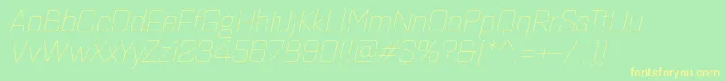 Quarcaextthinitalic-Schriftart – Gelbe Schriften auf grünem Hintergrund