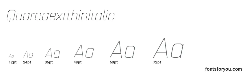 Размеры шрифта Quarcaextthinitalic
