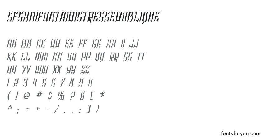 Czcionka SfShaiFontaiDistressedOblique – alfabet, cyfry, specjalne znaki