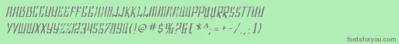 フォントSfShaiFontaiDistressedOblique – 緑の背景に灰色の文字