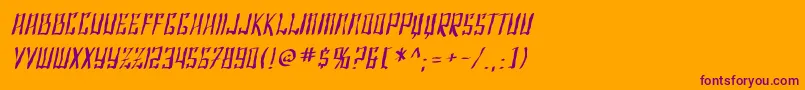 SfShaiFontaiDistressedOblique-Schriftart – Violette Schriften auf orangefarbenem Hintergrund