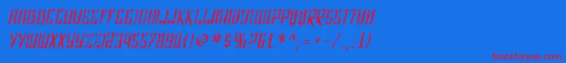 SfShaiFontaiDistressedOblique-fontti – punaiset fontit sinisellä taustalla