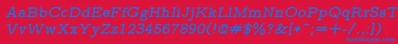 フォントLmmonoproplt10Boldoblique – 赤い背景に青い文字