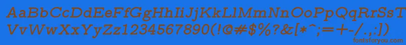 フォントLmmonoproplt10Boldoblique – 茶色の文字が青い背景にあります。