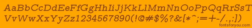 Шрифт Lmmonoproplt10Boldoblique – коричневые шрифты на оранжевом фоне