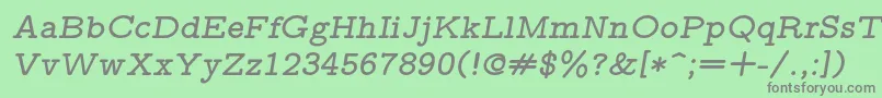 フォントLmmonoproplt10Boldoblique – 緑の背景に灰色の文字