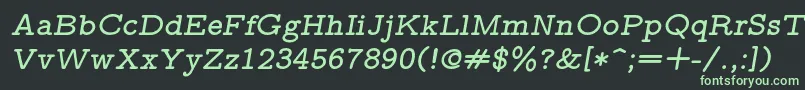 Fonte Lmmonoproplt10Boldoblique – fontes verdes em um fundo preto