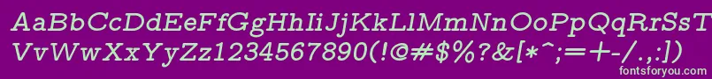 フォントLmmonoproplt10Boldoblique – 紫の背景に緑のフォント