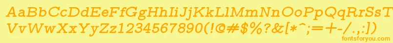 フォントLmmonoproplt10Boldoblique – オレンジの文字が黄色の背景にあります。