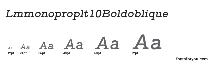 Размеры шрифта Lmmonoproplt10Boldoblique