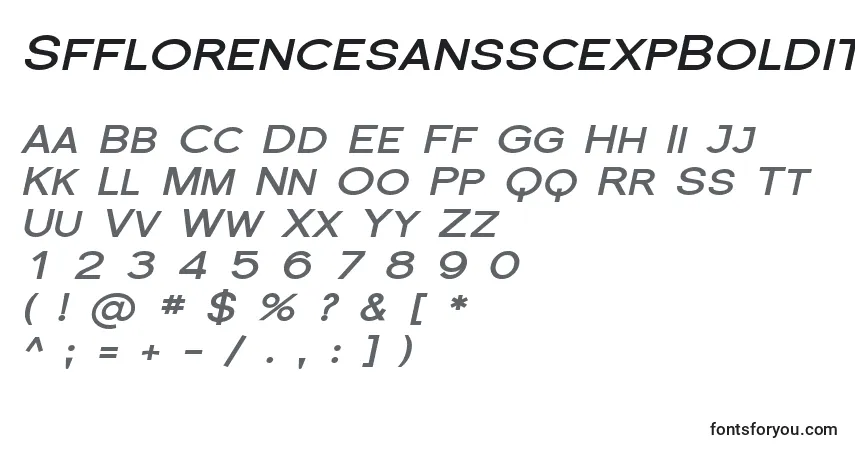 Czcionka SfflorencesansscexpBoldita – alfabet, cyfry, specjalne znaki