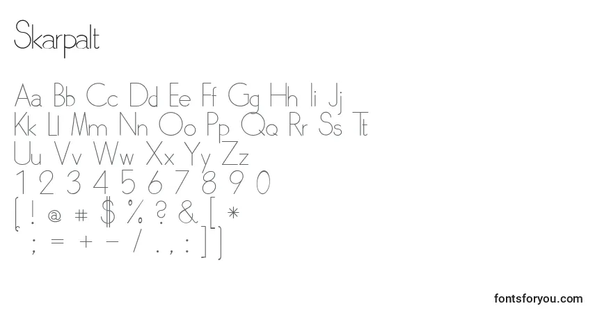 A fonte Skarpalt – alfabeto, números, caracteres especiais