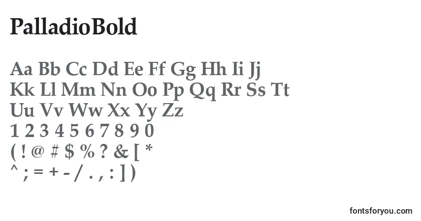 Шрифт PalladioBold – алфавит, цифры, специальные символы