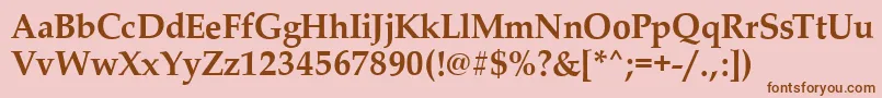 PalladioBold-Schriftart – Braune Schriften auf rosa Hintergrund
