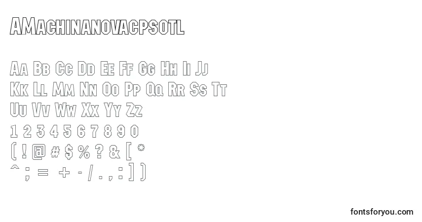 Schriftart AMachinanovacpsotl – Alphabet, Zahlen, spezielle Symbole