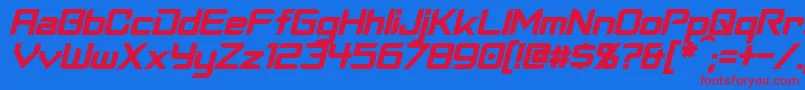 フォントCyberverseBoldItalic – 赤い文字の青い背景