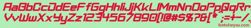 CyberverseBoldItalic Font – Red Fonts on Green Background