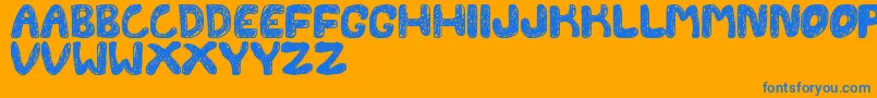 FontesdaTfb-Schriftart – Blaue Schriften auf orangefarbenem Hintergrund