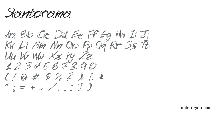 Schriftart Slantorama – Alphabet, Zahlen, spezielle Symbole