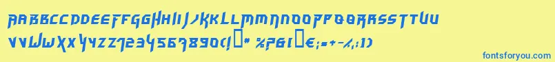 フォントHammi – 青い文字が黄色の背景にあります。