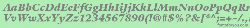 Fonte GuardiLt96BlackItalic – fontes cinzas em um fundo verde