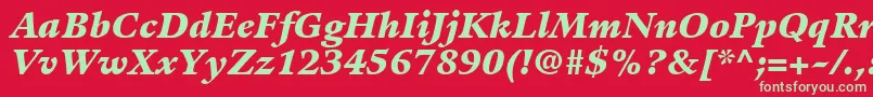 フォントGuardiLt96BlackItalic – 赤い背景に緑の文字