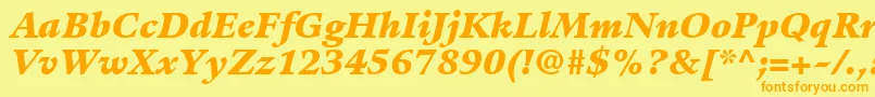 Fonte GuardiLt96BlackItalic – fontes laranjas em um fundo amarelo