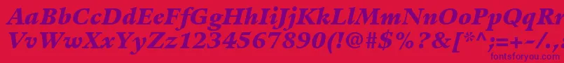 Шрифт GuardiLt96BlackItalic – фиолетовые шрифты на красном фоне