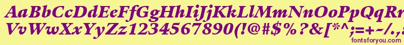 GuardiLt96BlackItalic-fontti – violetit fontit keltaisella taustalla