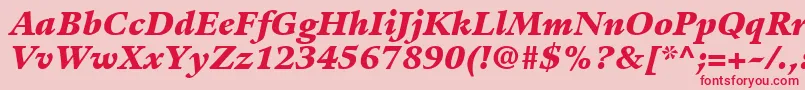 Fonte GuardiLt96BlackItalic – fontes vermelhas em um fundo rosa