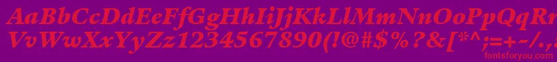Fonte GuardiLt96BlackItalic – fontes vermelhas em um fundo violeta