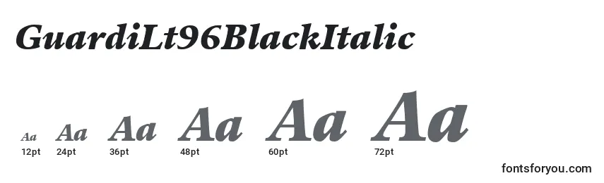 GuardiLt96BlackItalic Font Sizes