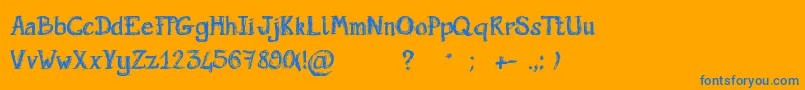 フォントScriptGribouillon – オレンジの背景に青い文字