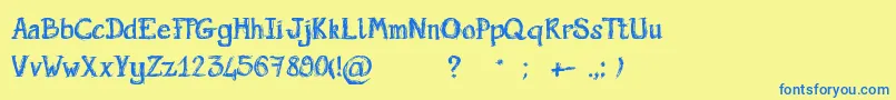 ScriptGribouillon Font – Blue Fonts on Yellow Background